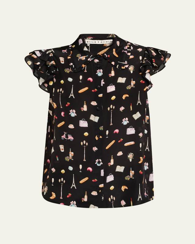 Martel Flutter-Sleeve Blouse